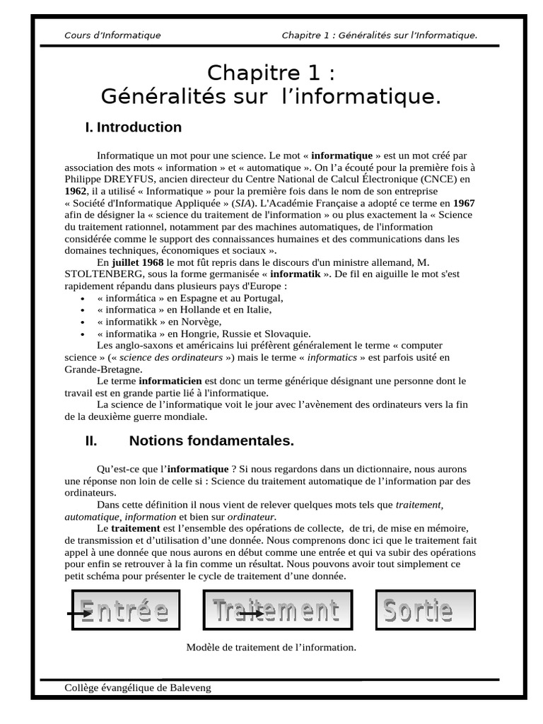 Généralités sur l'Informatique | PDF | Informatique | Programme ...
