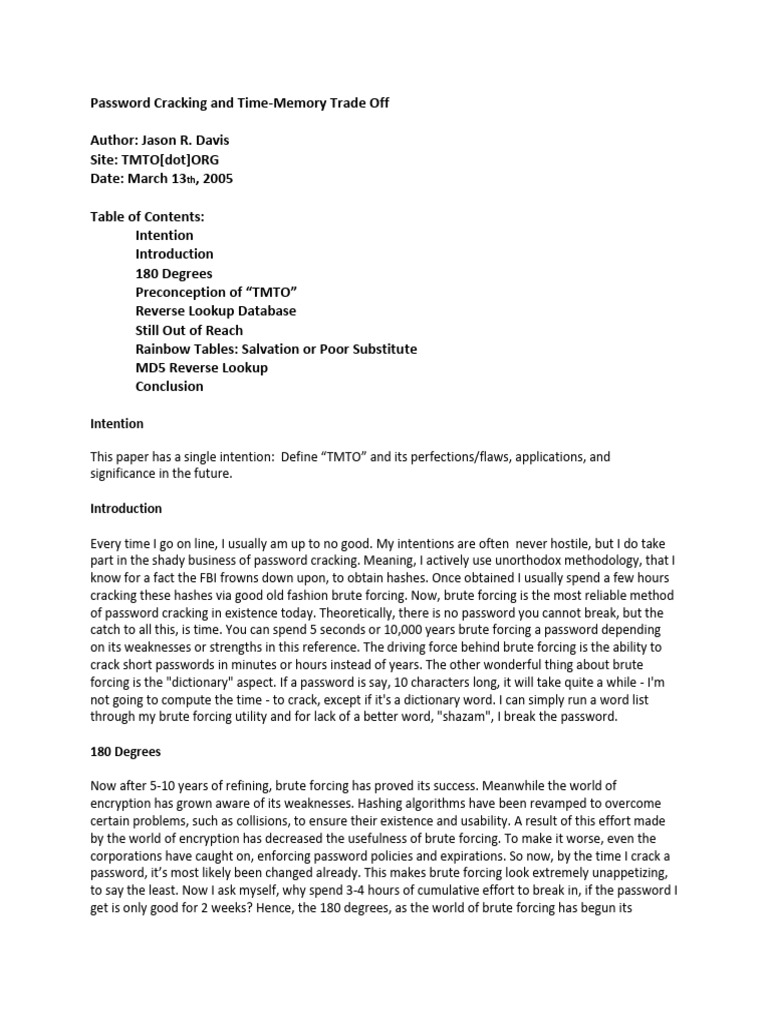 Passwordcrackingandtmto Pdf Password Applied Mathematics