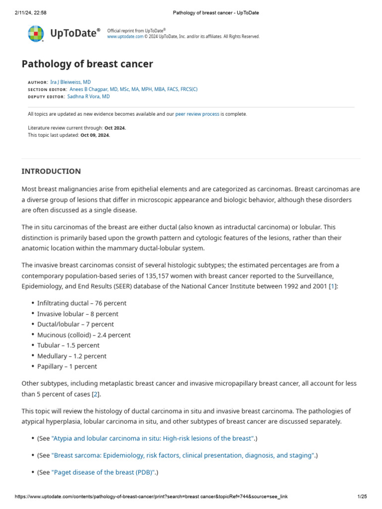 Pathology of breast cancer uptodate pdf carcinoma breast cancer
