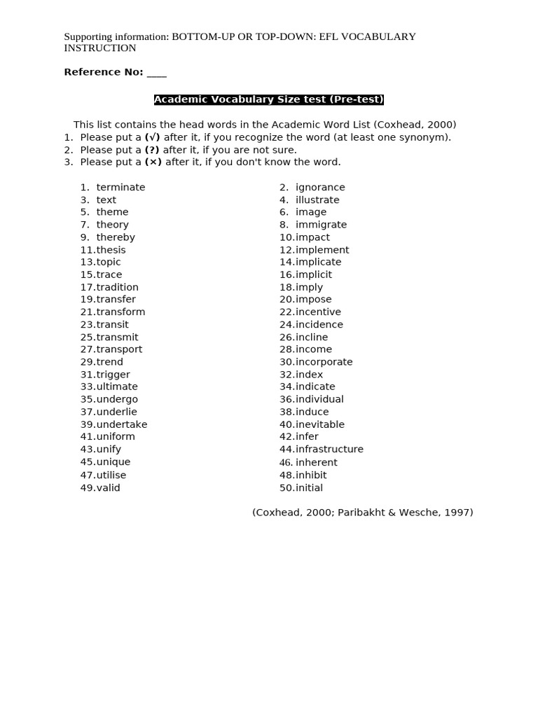 EFL Vocabulary Instruction Assessment | PDF | Lexical Semantics ...