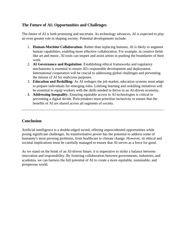 AI Future: Opportunities and Challenges | PDF
