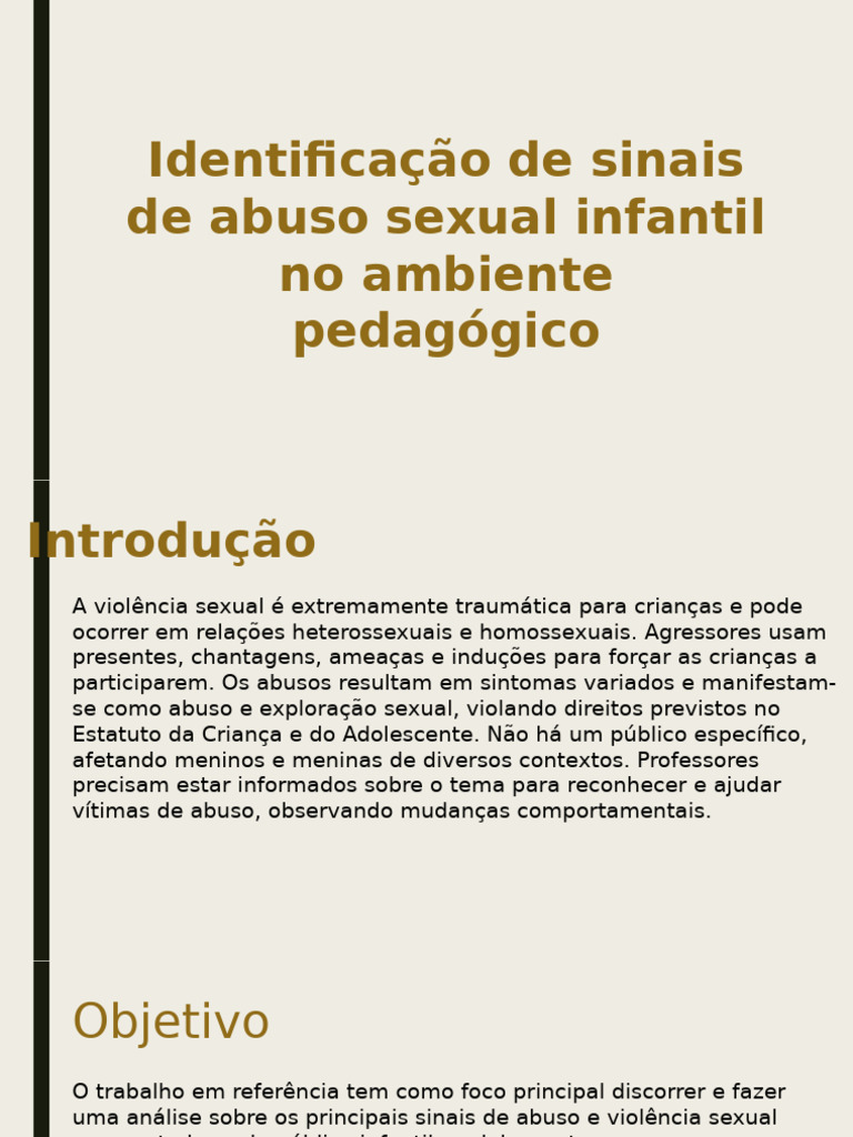 Sinais de Abuso Sexual Infantil na Escola | PDF | Abuso infantil ...