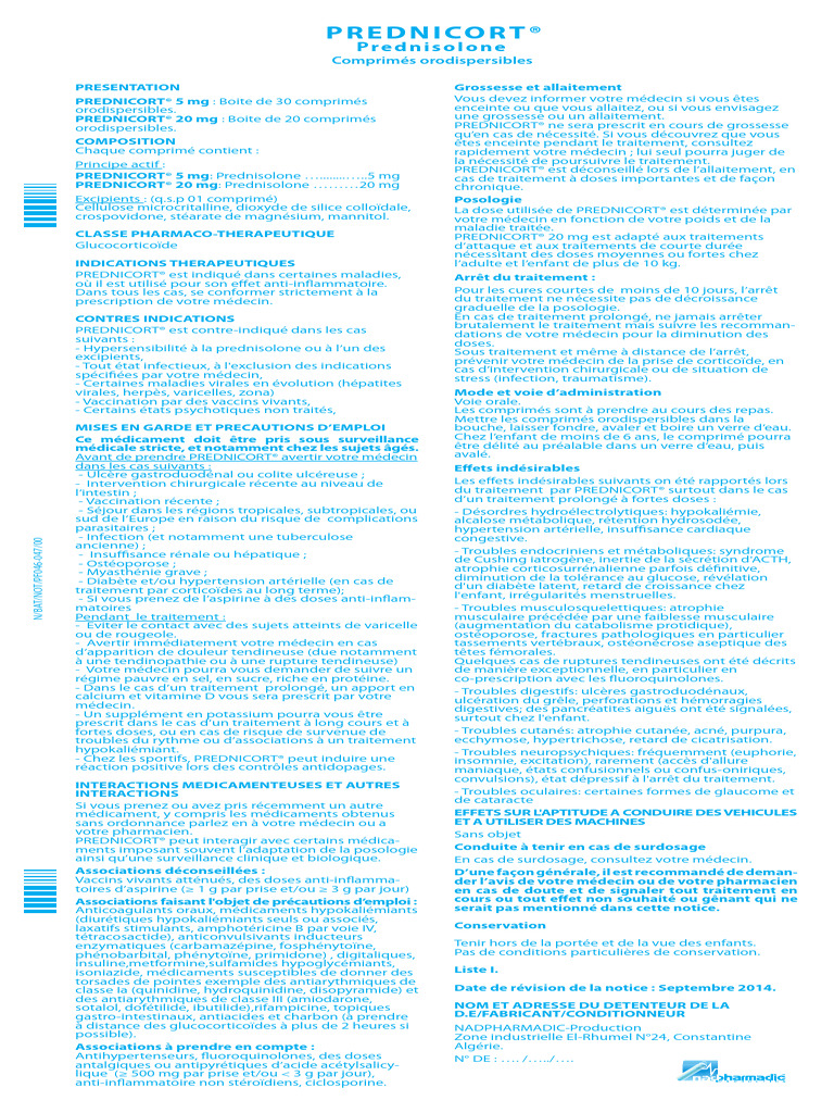 Prednicort 520 | PDF | Vaccination | Ostéoporose