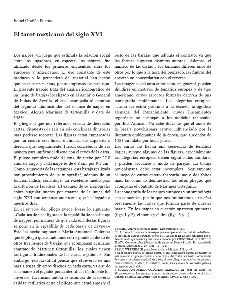 El Tarot Mexicano Del Siglo XVI | PDF | Jugando a las cartas | Tarot