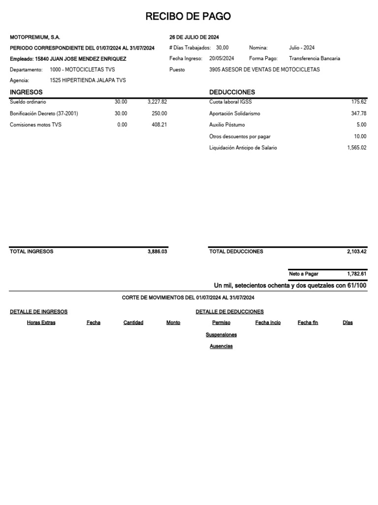 Recibo de Pago - Portal X Empleado | PDF | Sueldos y salarios