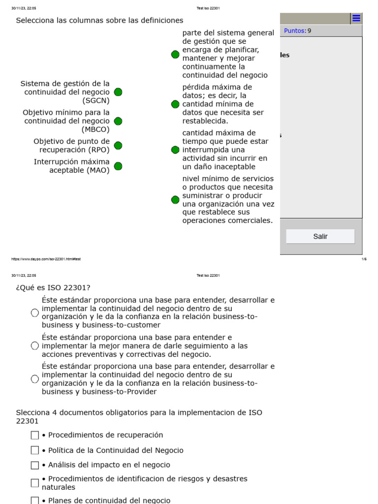 Test de Conocimiento sobre ISO 22301 | PDF | Economias