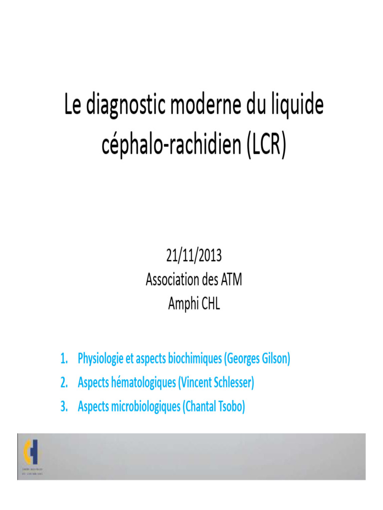 Diagnostic du Liquide Céphalo-Rachidien | PDF | Liquide cérébro-spinal ...