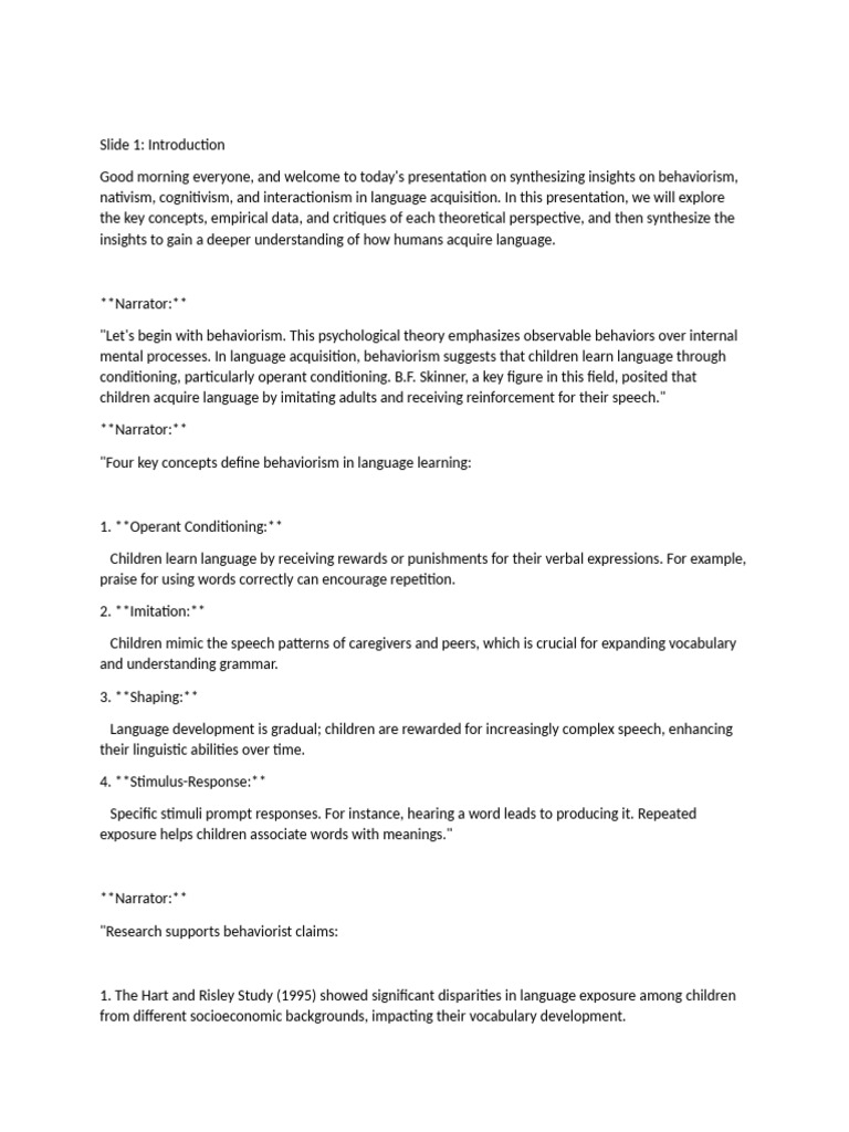 Slide 1 | PDF | Language Acquisition | Behaviorism