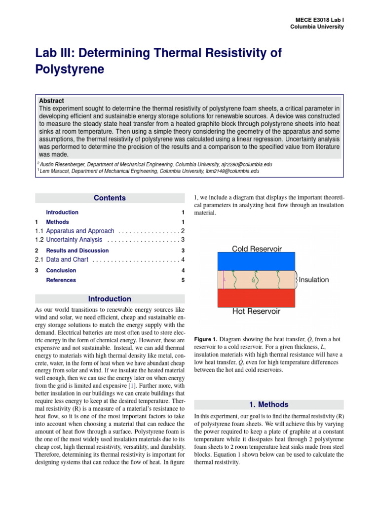 Thermal Resistivity of Polystyrene Lab | PDF | Thermal Insulation ...