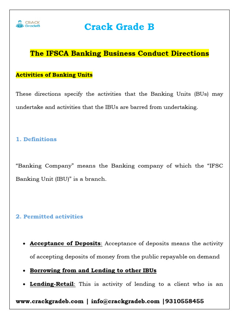 IFSCA Banking Unit Activities Guide | PDF | Swap (Finance) | Derivative ...