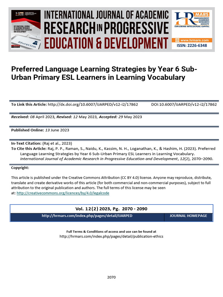 Preferred Language Learning Strategies by Year 6 S | PDF | Learning ...