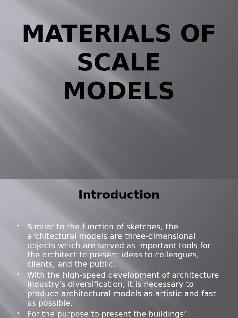 Materials of Scale Models | PDF | Building Materials | Materials