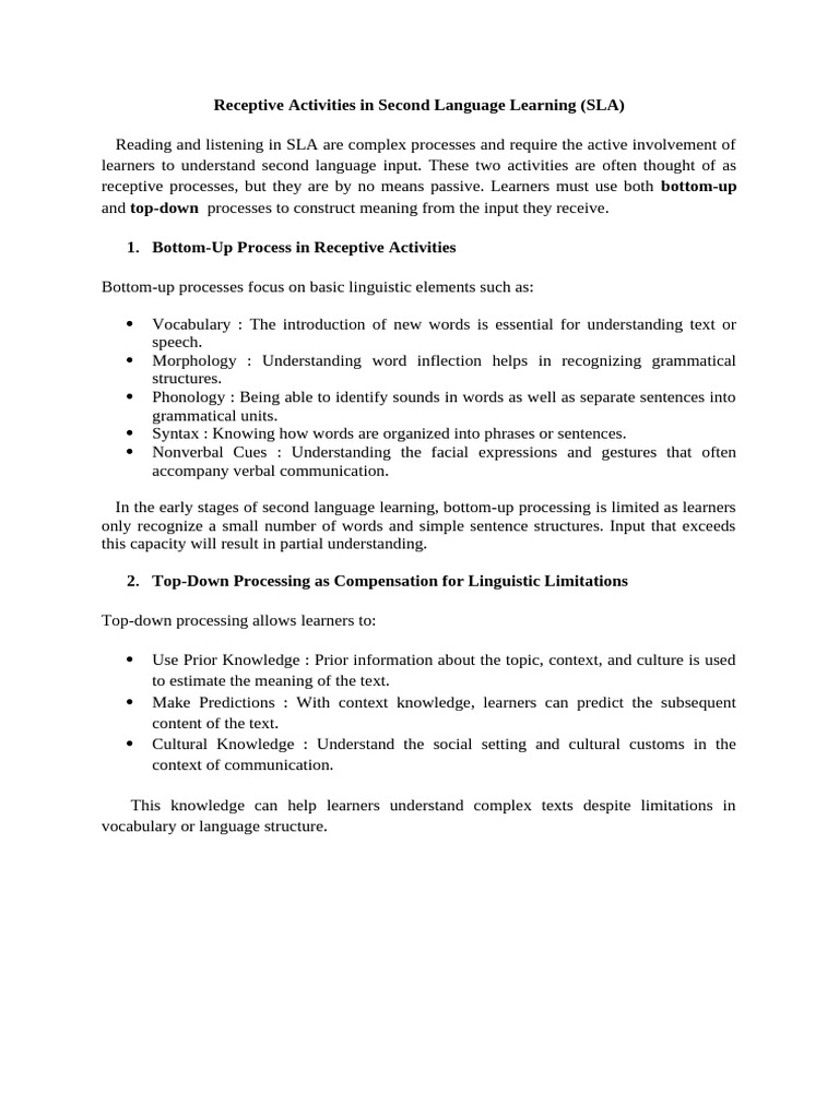SLA | PDF | Second Language Acquisition | Reading Comprehension
