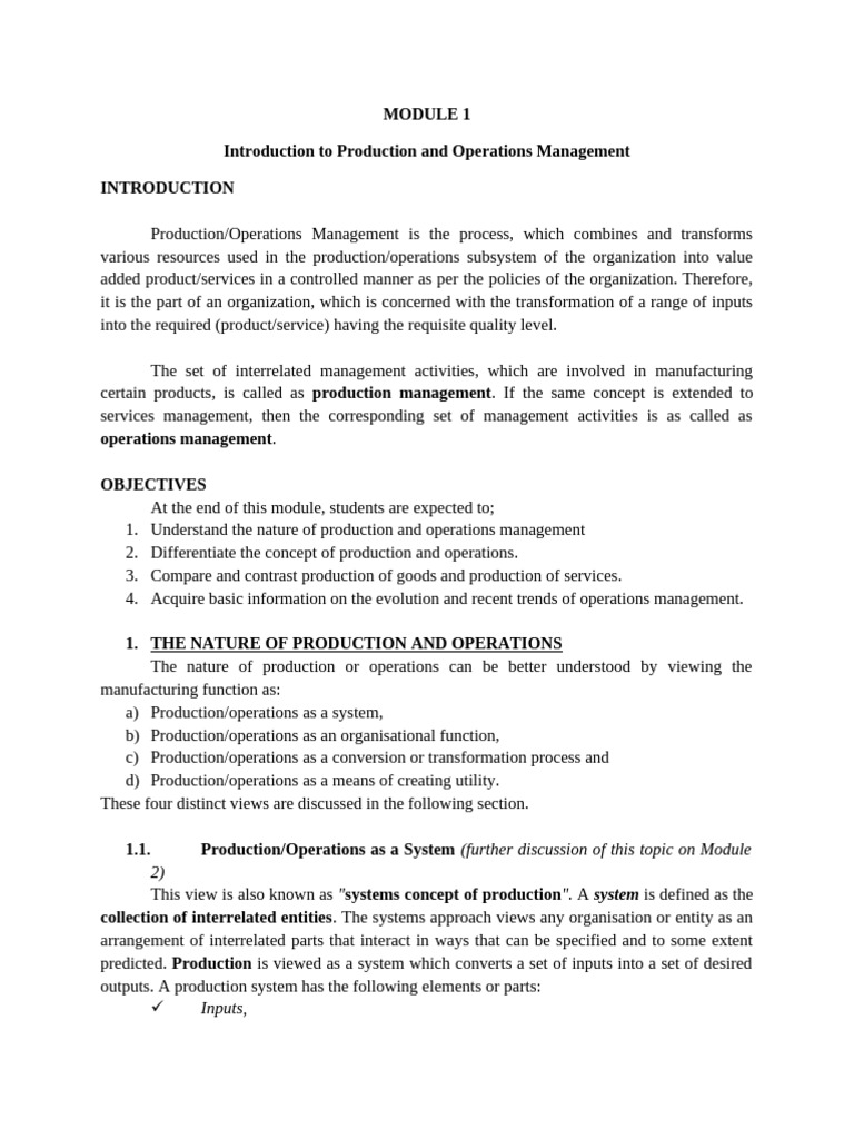 Introduction to Production Management | PDF | Operations Management | Goods