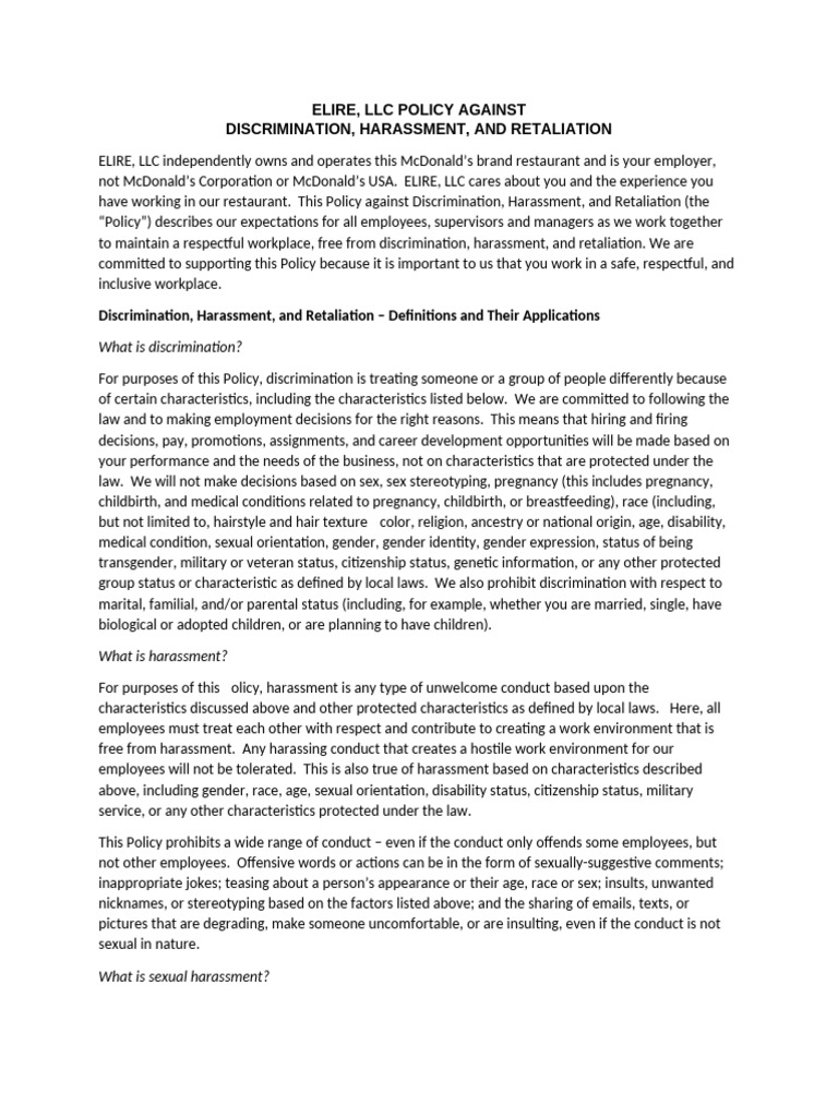 1647007504.434647 Elire Harrasment Discrimination Retaliation Policy ...