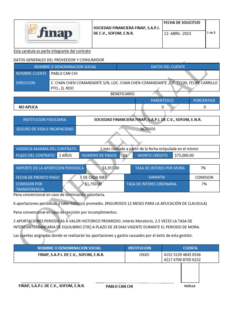 Caratula - Finap - Pablo Can Chi 12 - 04 | PDF | Economía Financiera ...