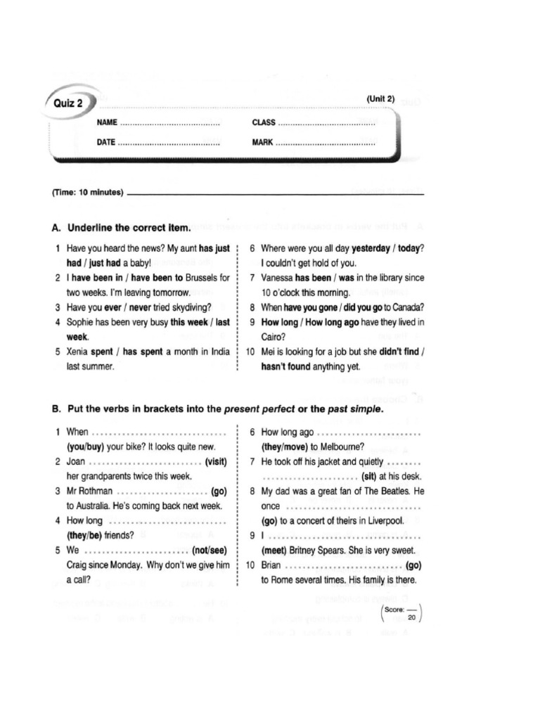 Unit 2 Test (Advanced) | PDF