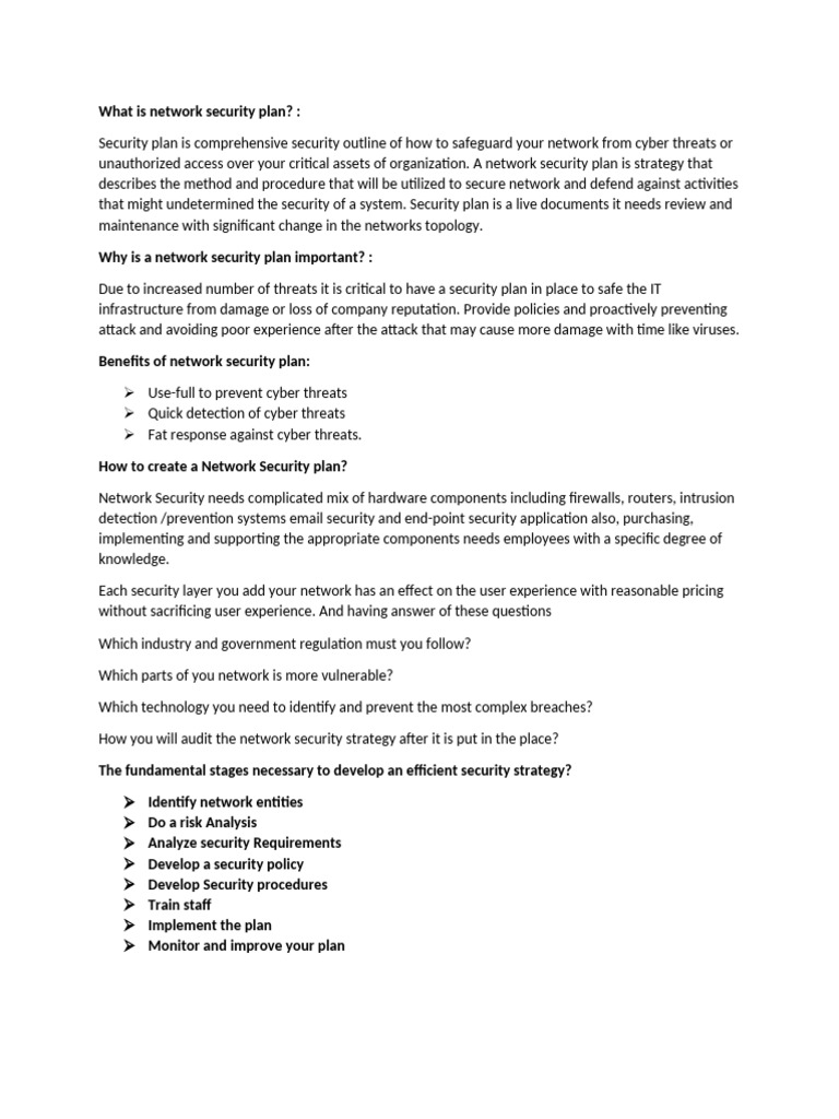 Network Security Plan Essentials | PDF