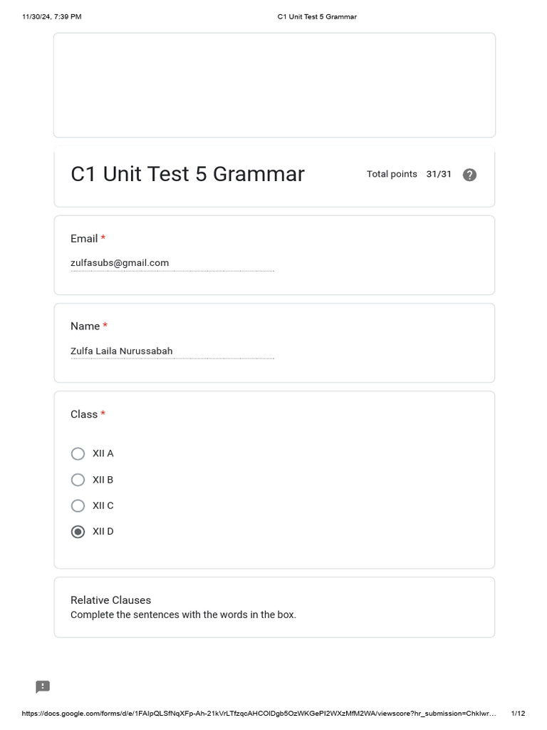 C1 Unit Test 5 Grammar | PDF | Crimes | Crime & Violence