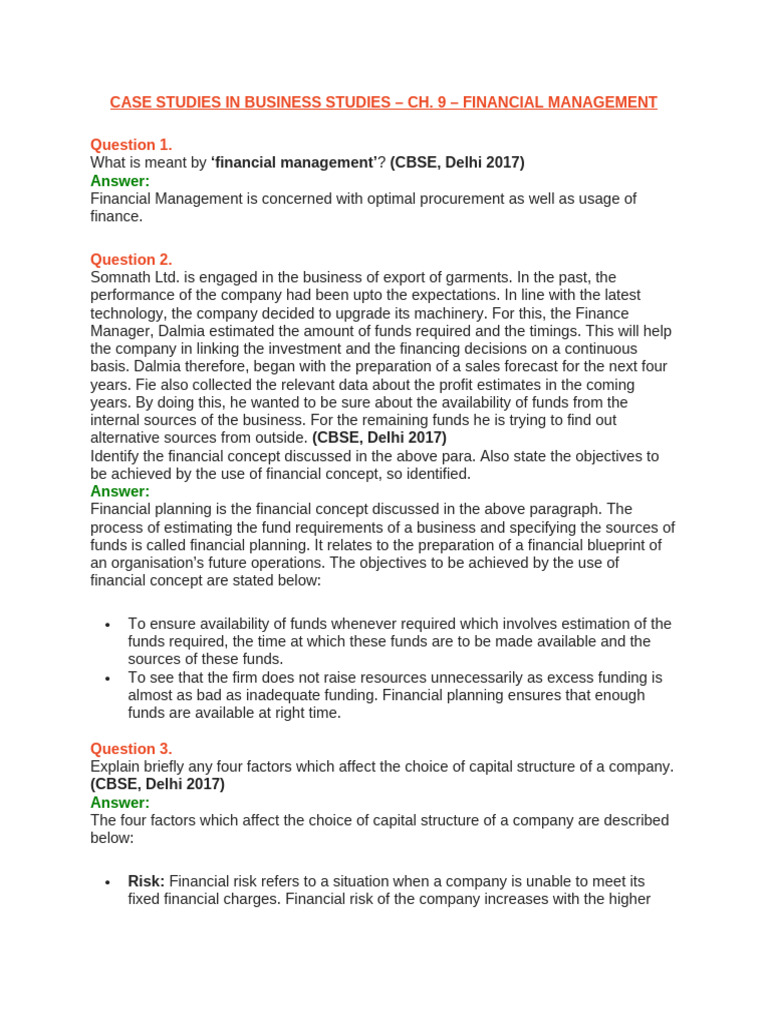 Financial Management Case Studies | PDF | Dividend | Debt