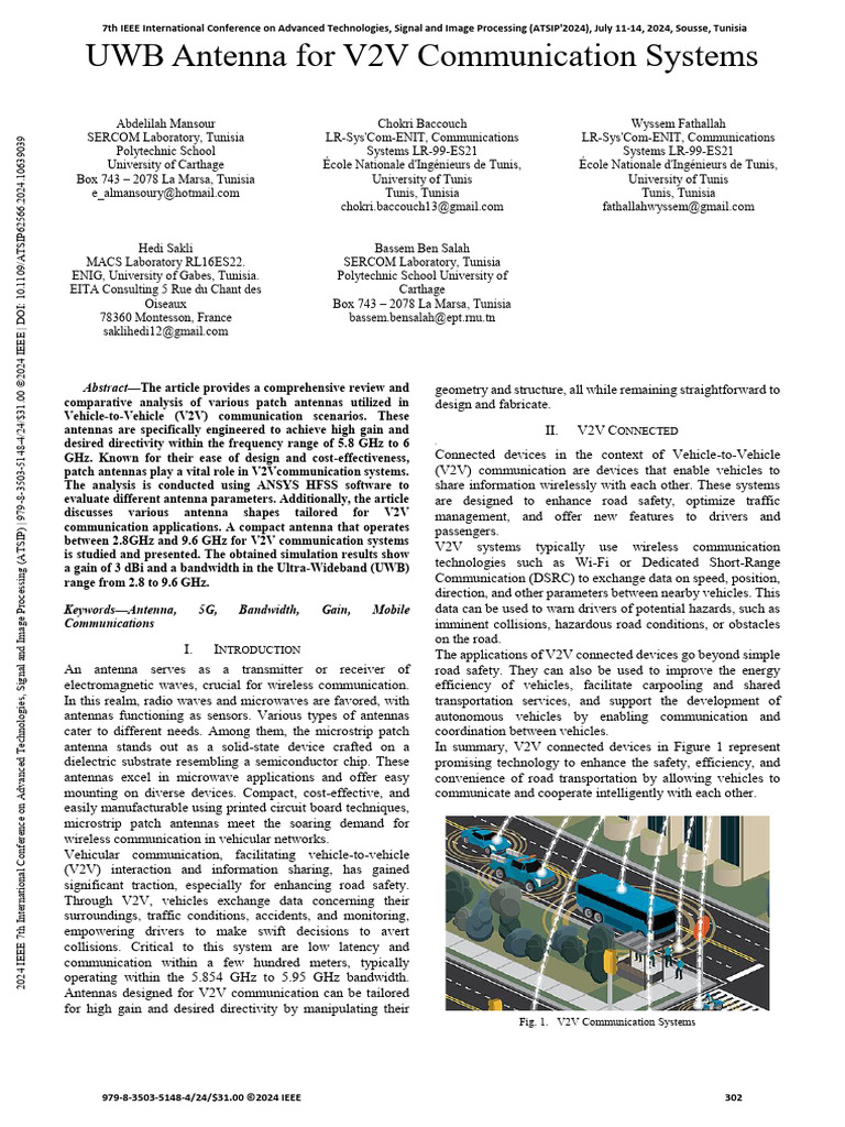 UWB Patch Antennas for V2V Systems | PDF | Antenna (Radio ...