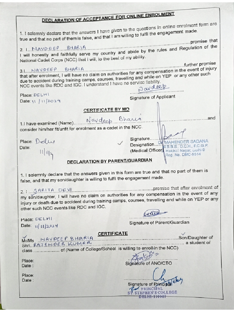 NCC Form | PDF