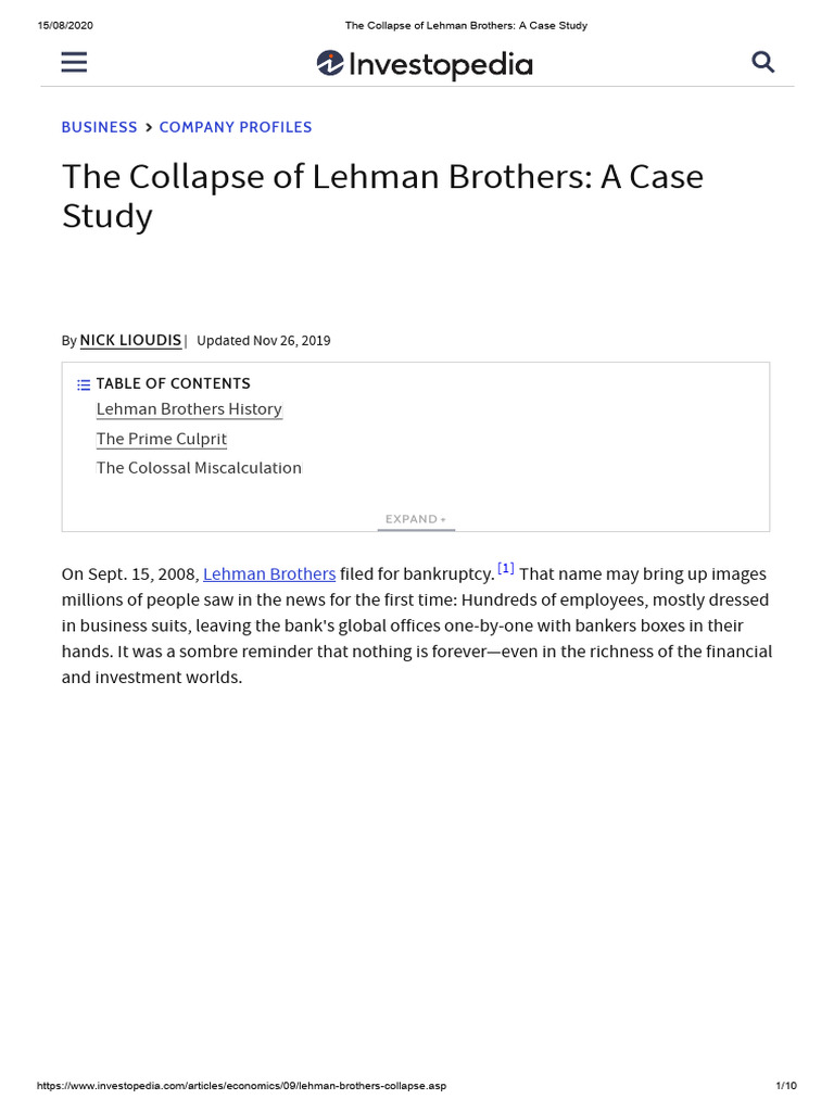 Aula 03 the collapse of lehman brothers a case study pdf lehman