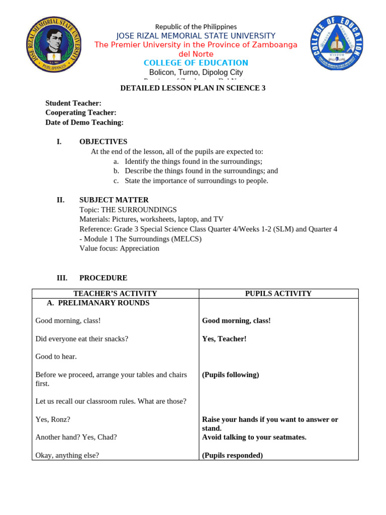 Detailed Lesson Plan in Science 3 | PDF | Mountains | Water