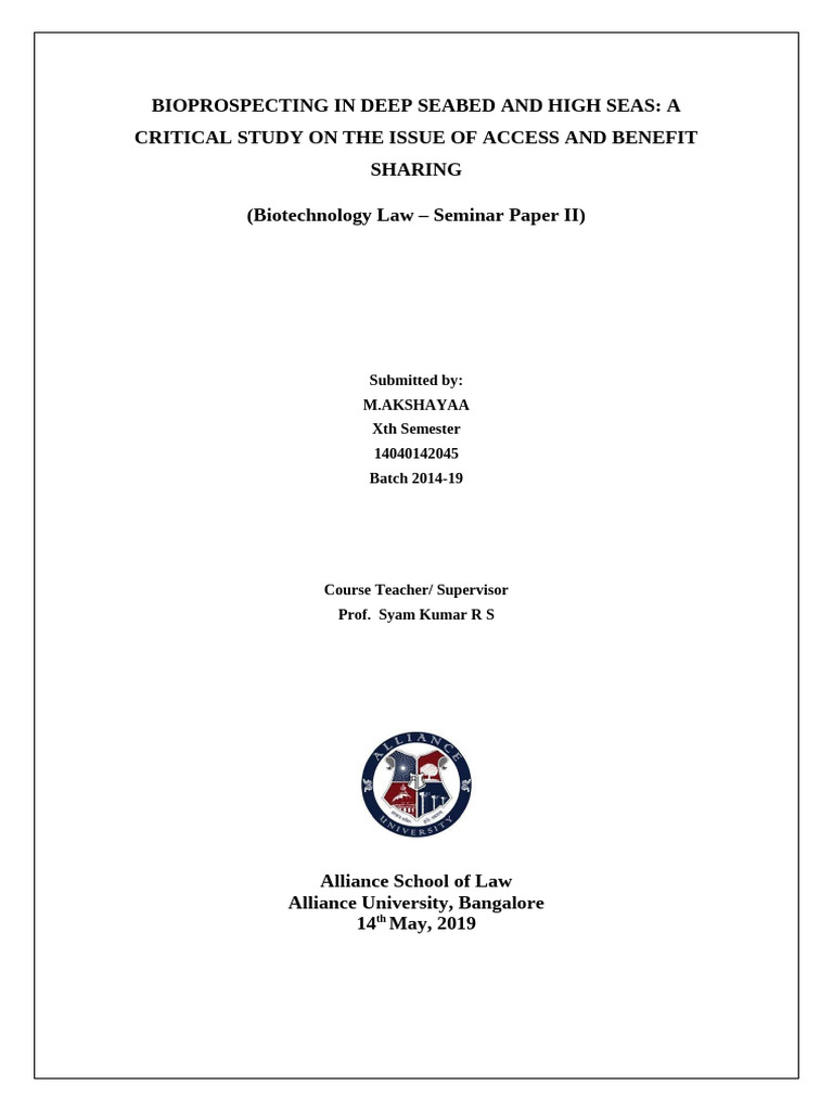 Bioprospecting in Deep Seabed Law | PDF | United Nations Convention On ...