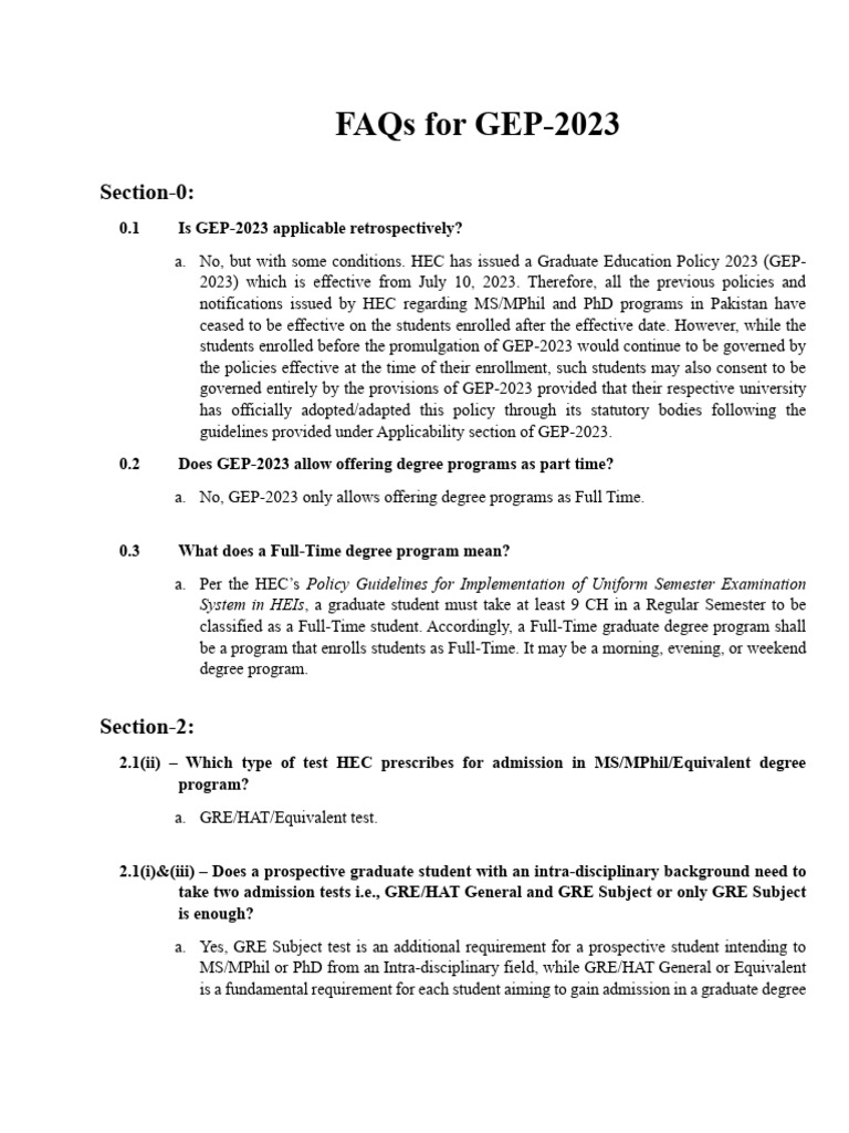 FAQs For GEP-2023 (October 2024) | PDF | Doctor Of Philosophy | Thesis