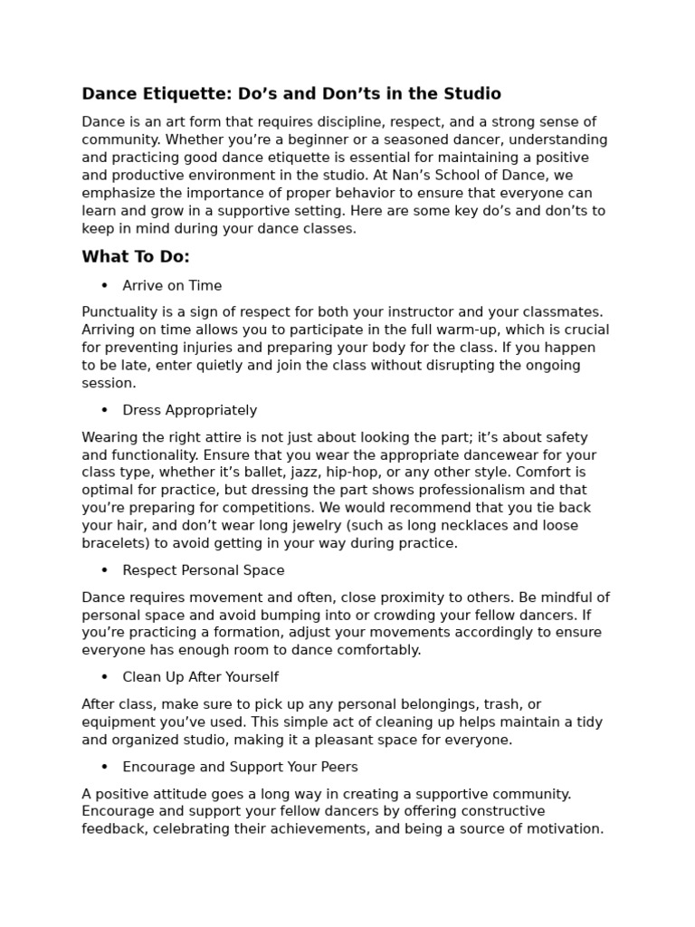 Dance Etiquette | PDF | Dances | Behavior Modification