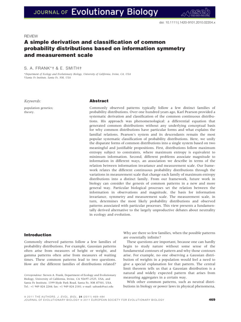 A simple derivation and classification of common probability ...