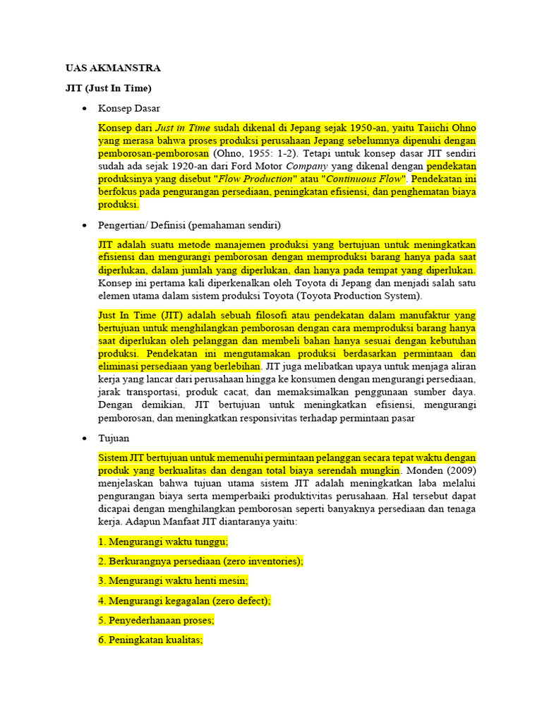 Penerapan Just In Time dalam Manufaktur | PDF