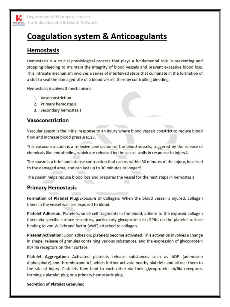 Coagulation & Anticoagulants Guide | PDF | Coagulation | Ischemia