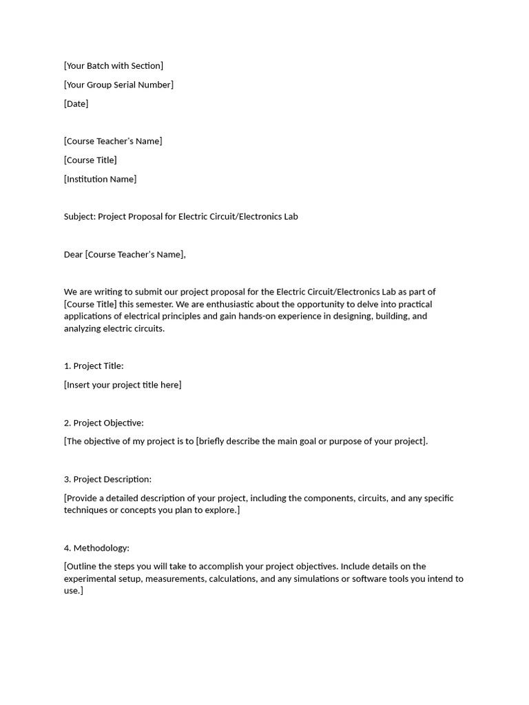 Electric Circuit Lab Project Proposal | PDF | Methodology | Cognitive ...