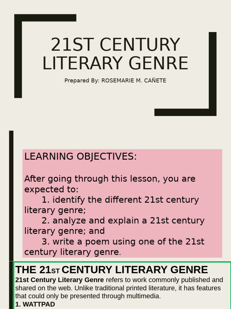 21st Century Literary Genres Explained | PDF | Narration | Poetry