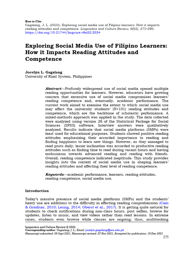 Exploring Social Media Use of Filipino L D488b9ad | PDF | Learning ...