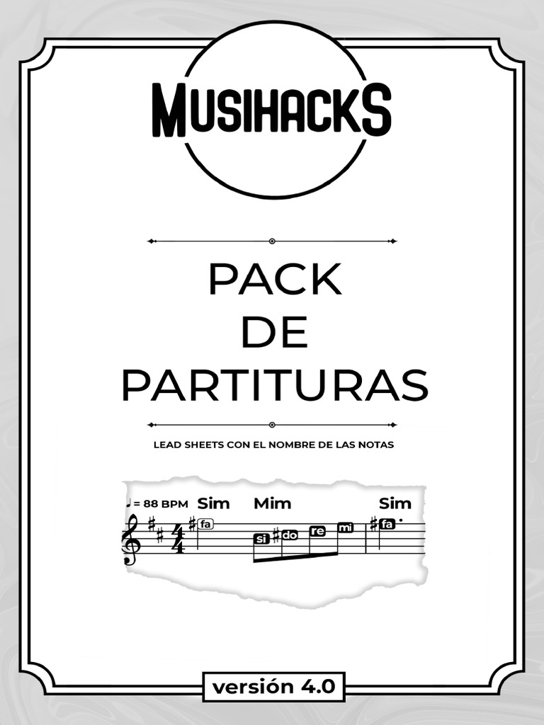 Pack de Partituras Con El Nombre de Las Notas | PDF | Partituras