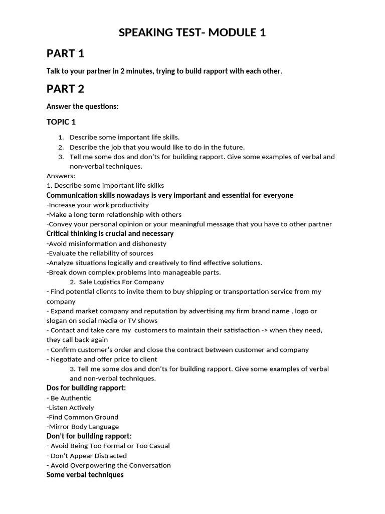 SPEAKING TOPICS | PDF | Nonverbal Communication | Communication