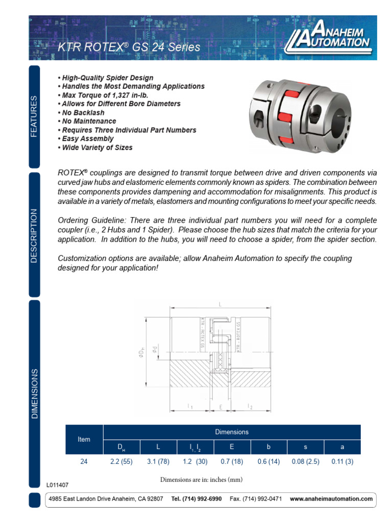 KTR ROTEX® GS 24 Coupling Overview | PDF | Rotation Around A Fixed Axis ...