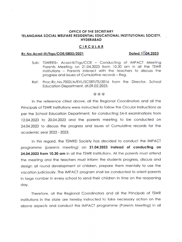 Circular On Conducting Impact Program | PDF