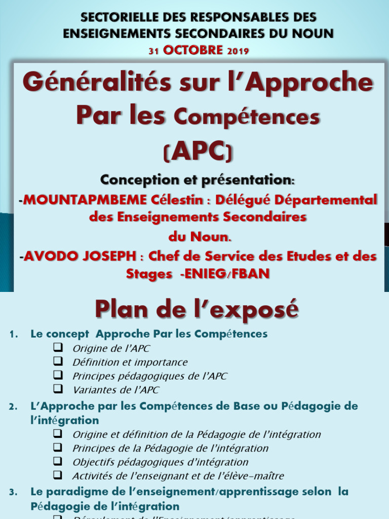 Principes de l'Approche Par Compétences | PDF | Pédagogie | Compétence ...