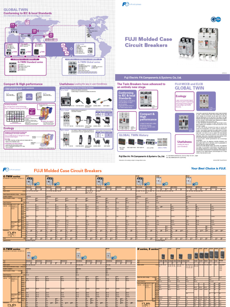 Fuji G-TWIN MCCB and ELCB Overview | PDF | Alternating Current ...