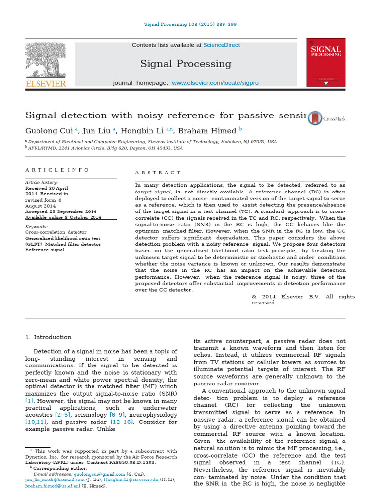 Cui 2015 | PDF | Radar | Normal Distribution