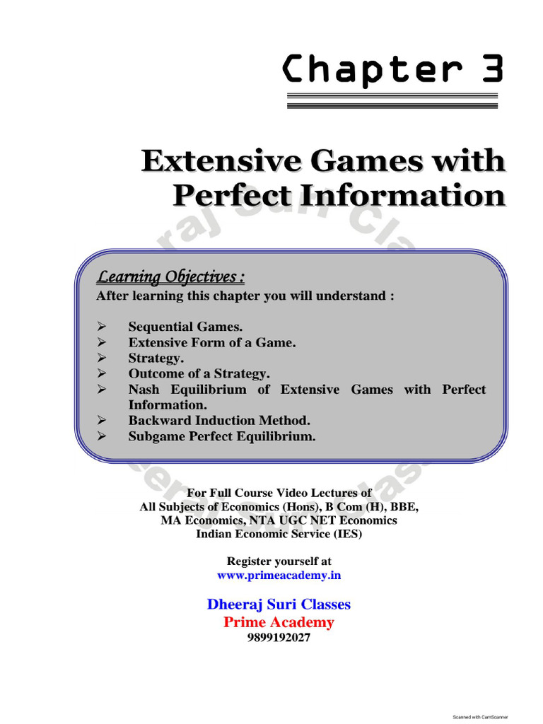 Chapter 3 Extensive Form Games - 241003 - 190643 | PDF
