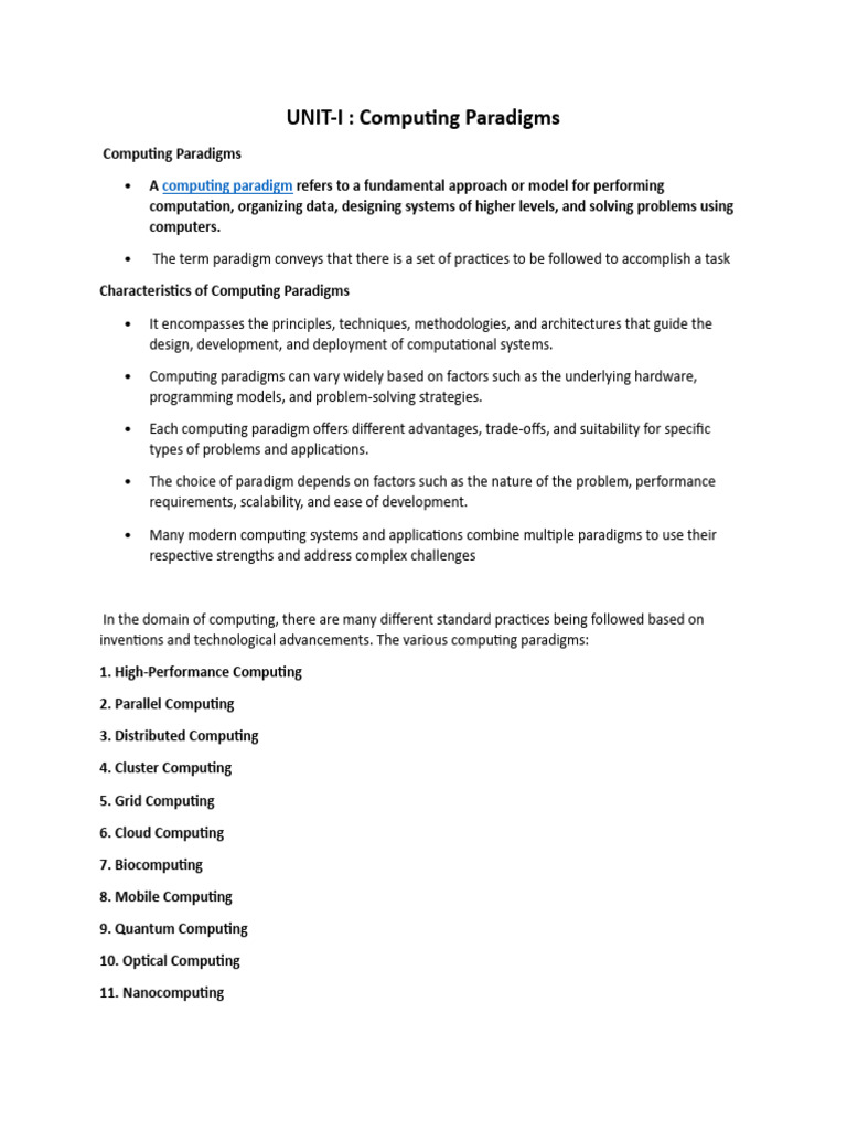 CC notes I unit | PDF | Cloud Computing | Supercomputer