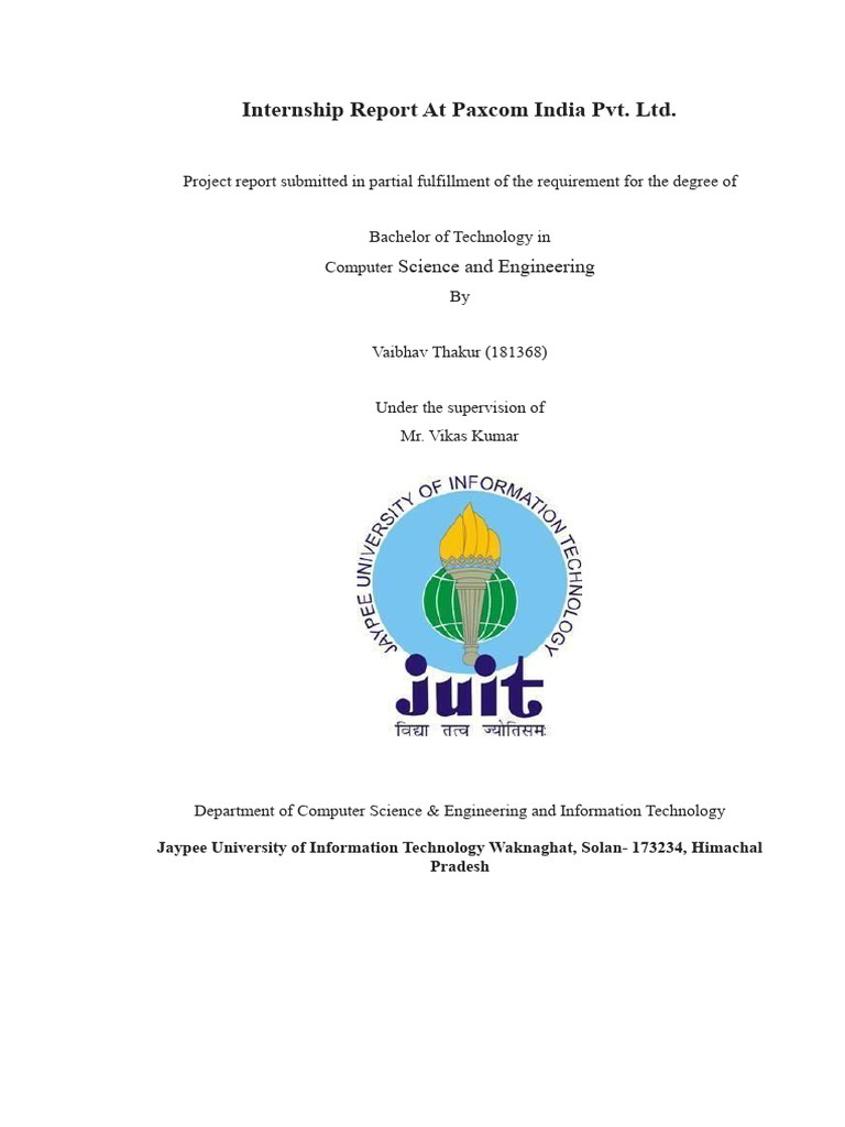 Internship Report at Paxcom India Pvt. Ltds. | PDF | Java Script ...