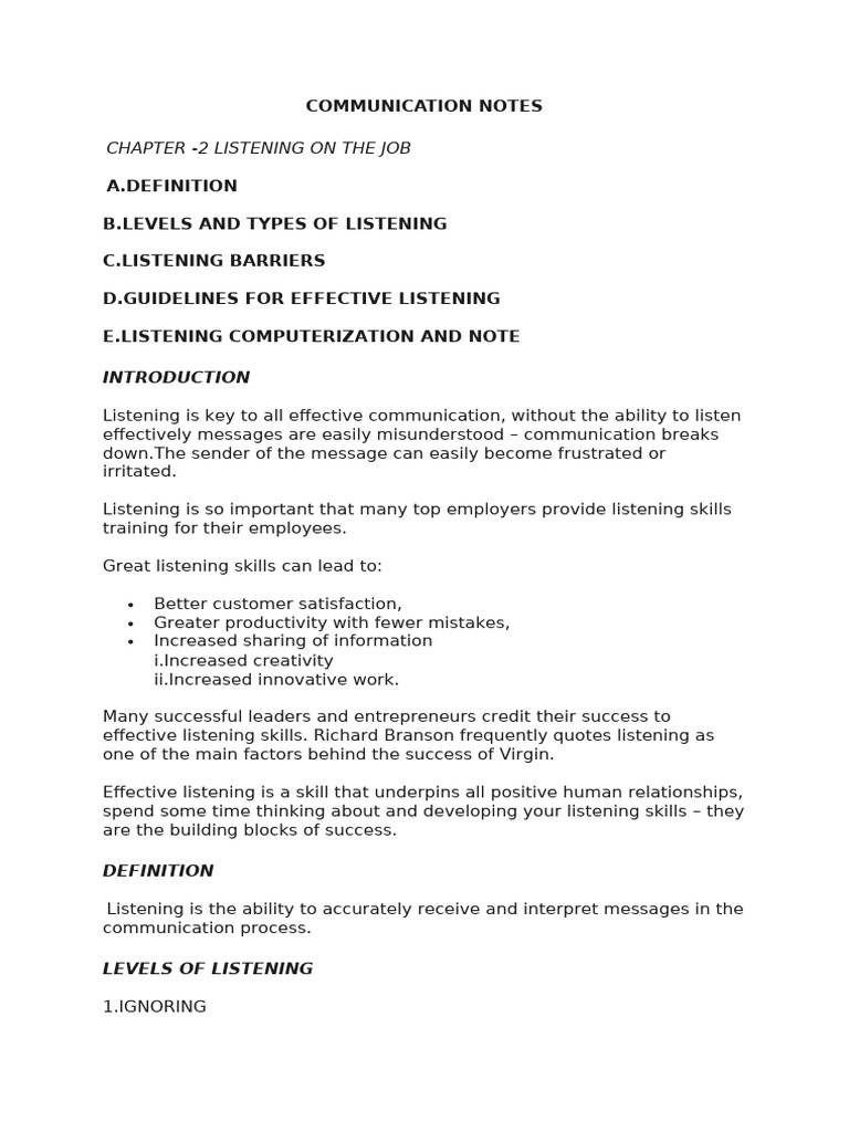 Communication Notes Full 2 | PDF | Nonverbal Communication | Communication