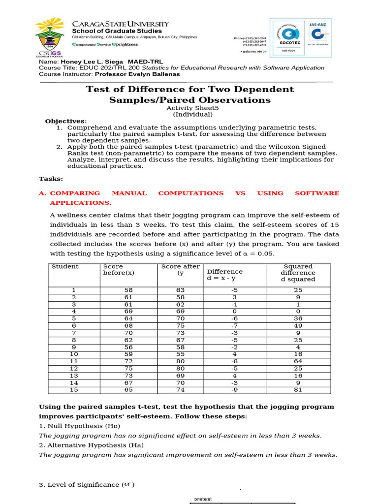 Paired Samples T-Test Analysis Guide | PDF | Statistical Hypothesis ...
