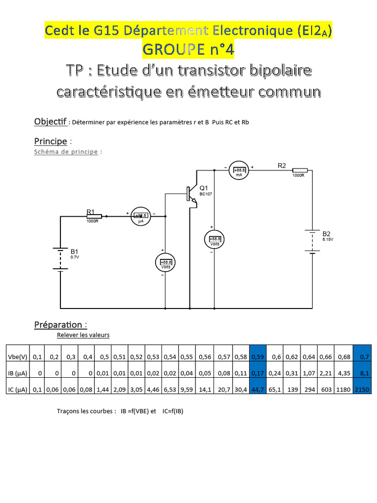 Étude du transistor BC107 en amplification | PDF | Amplificateur ...